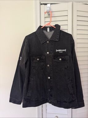 Solidcore Black Denim Coach Jacket with Logo